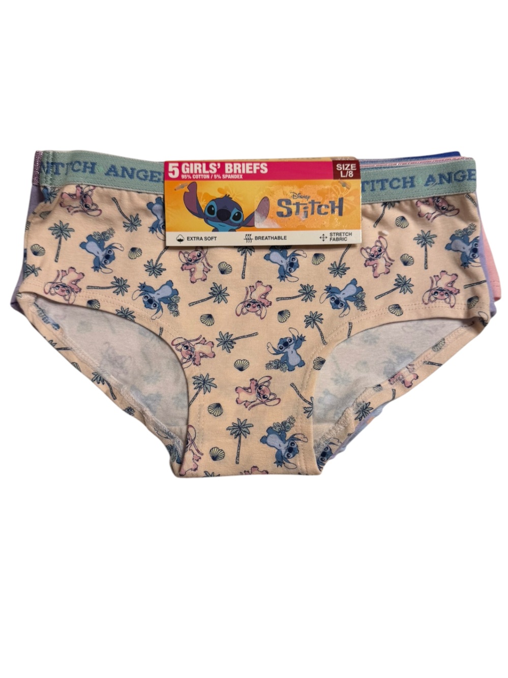 Disney Girls' Stitch Briefs -pack of 5 NWT Size 8